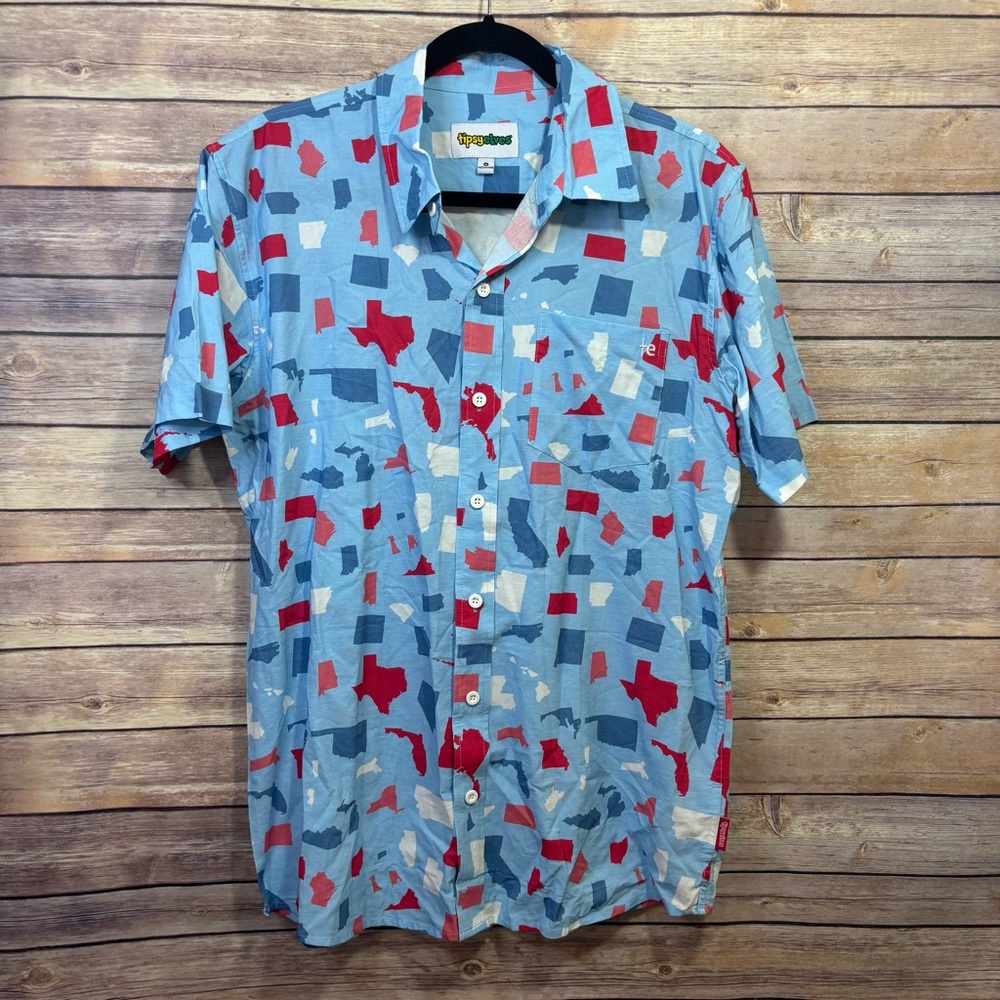 Tipsy Elves US States Button Down Shirt Size Medium